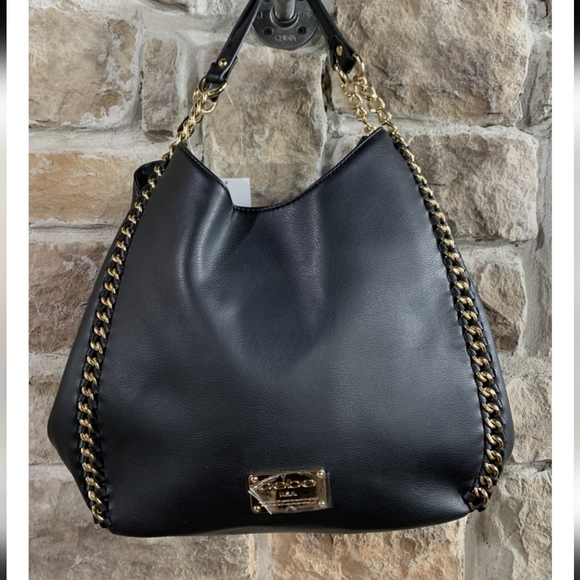Black Bebe Tote with Gold Chain - Picture 1 of 8